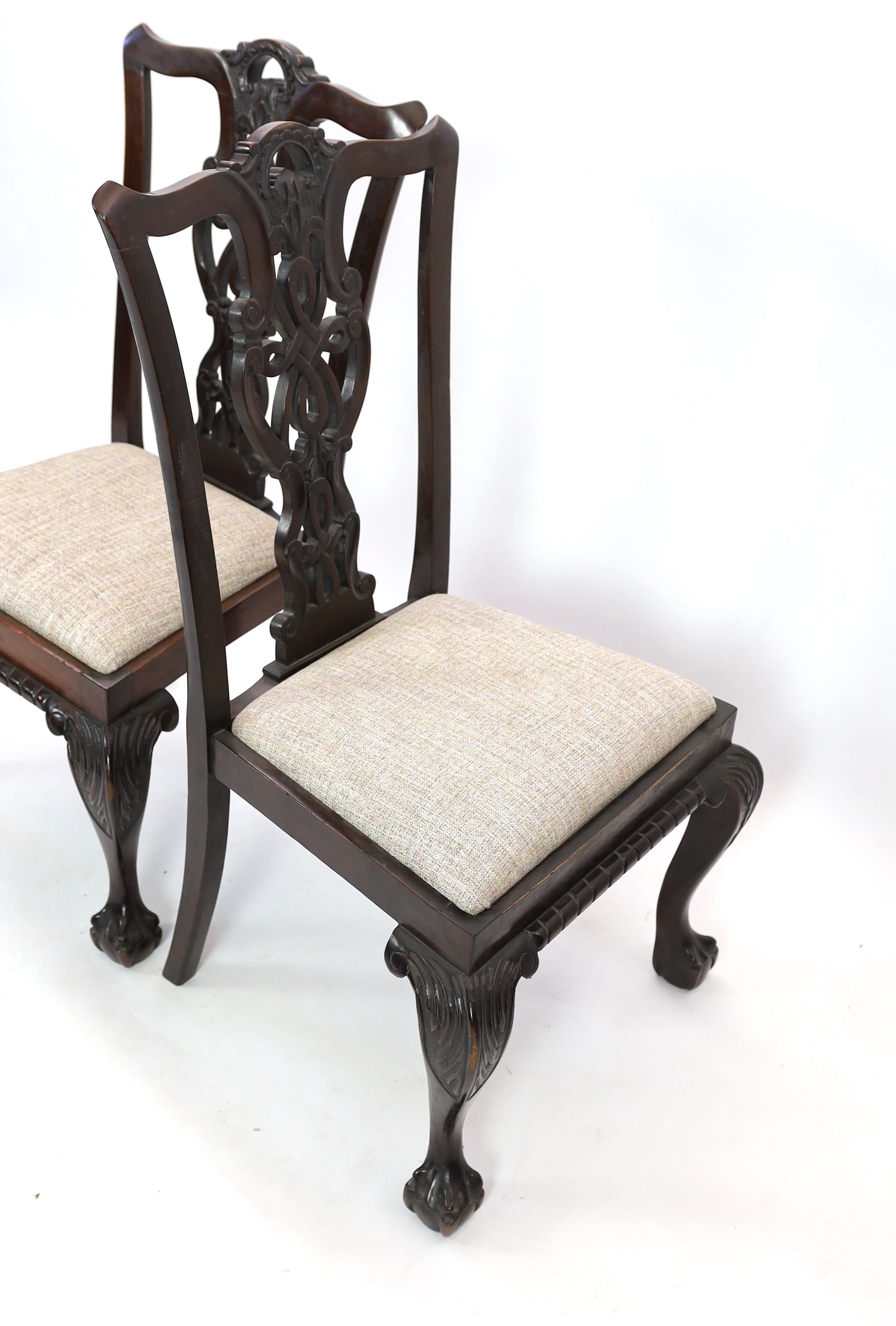 A pair of Chippendale revival mahogany dining chairs